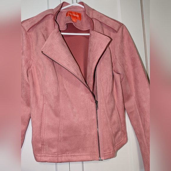 JOE FRESH PINK FAUX SUEDE MOTO JACKET - Picture 3 of 9